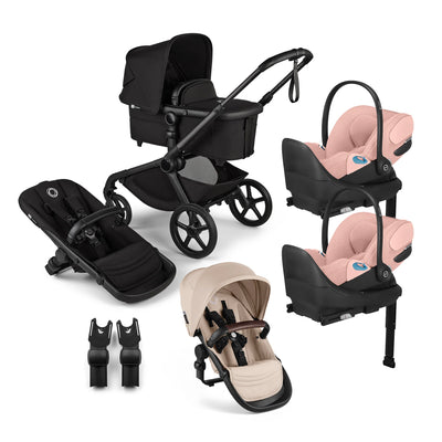 Bugaboo Kangaroo Complete Stroller + Sibling Seat + CYBEX Cloud T SensorSafe Infant Car Seat Twin Travel System