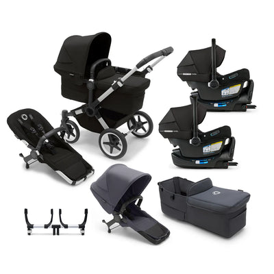 Bugaboo Donkey 5 Mono Complete Stroller + Duo + Bassinet + Bugaboo Turtle Air Shield By Nuna Car Seat Twin Travel System