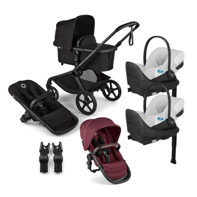 Bugaboo Kangaroo Complete Stroller + Sibling Seat + CYBEX Cloud T SensorSafe Infant Car Seat Twin Travel System