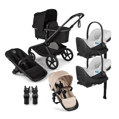 Bugaboo Kangaroo Complete Stroller + Sibling Seat + CYBEX Cloud T SensorSafe Infant Car Seat Twin Travel System