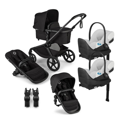 Bugaboo Kangaroo Complete Stroller + Sibling Seat + CYBEX Cloud T SensorSafe Infant Car Seat Twin Travel System