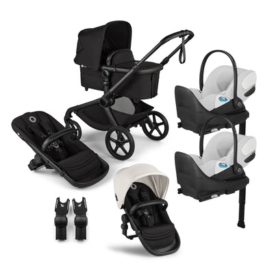 Bugaboo Kangaroo Complete Stroller + Sibling Seat + CYBEX Cloud T SensorSafe Infant Car Seat Twin Travel System