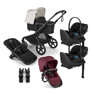Bugaboo Kangaroo Complete Stroller + Sibling Seat + CYBEX Cloud T SensorSafe Infant Car Seat Twin Travel System