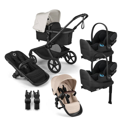 Bugaboo Kangaroo Complete Stroller + Sibling Seat + CYBEX Cloud T SensorSafe Infant Car Seat Twin Travel System