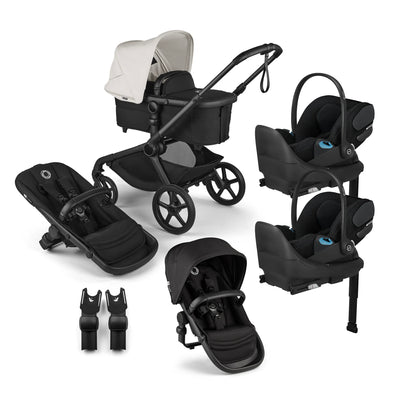 Bugaboo Kangaroo Complete Stroller + Sibling Seat + CYBEX Cloud T SensorSafe Infant Car Seat Twin Travel System