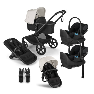 Bugaboo Kangaroo Complete Stroller + Sibling Seat + CYBEX Cloud T SensorSafe Infant Car Seat Twin Travel System