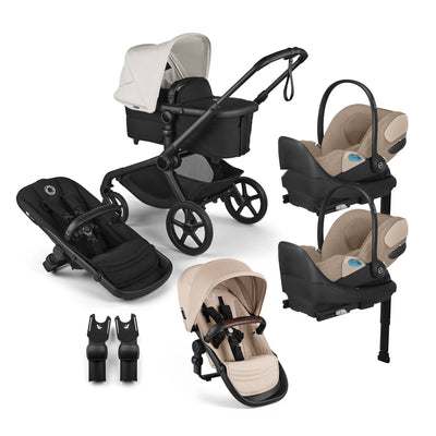 Bugaboo Kangaroo Complete Stroller + Sibling Seat + CYBEX Cloud T SensorSafe Infant Car Seat Twin Travel System