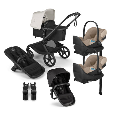 Bugaboo Kangaroo Complete Stroller + Sibling Seat + CYBEX Cloud T SensorSafe Infant Car Seat Twin Travel System
