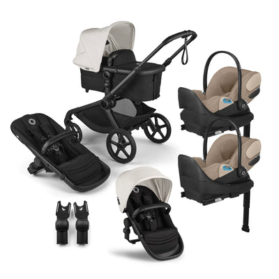 Bugaboo Kangaroo Complete Stroller + Sibling Seat + CYBEX Cloud T SensorSafe Infant Car Seat Twin Travel System