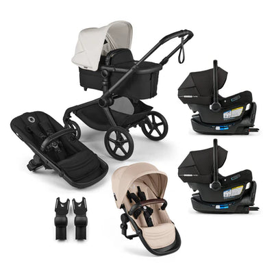 Bugaboo Kangaroo Complete Stroller + Sibling Seat + Bugaboo Turtle Air Shield By Nuna Car Seat Twin Travel System