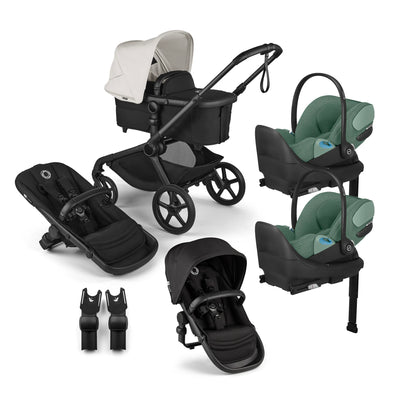 Bugaboo Kangaroo Complete Stroller + Sibling Seat + CYBEX Cloud T SensorSafe Infant Car Seat Twin Travel System