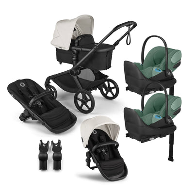 Bugaboo Kangaroo Complete Stroller + Sibling Seat + CYBEX Cloud T SensorSafe Infant Car Seat Twin Travel System