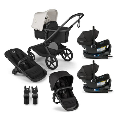 Bugaboo Kangaroo Complete Stroller + Sibling Seat + Bugaboo Turtle Air Shield By Nuna Car Seat Twin Travel System