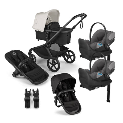 Bugaboo Kangaroo Complete Stroller + Sibling Seat + CYBEX Cloud T SensorSafe Infant Car Seat Twin Travel System