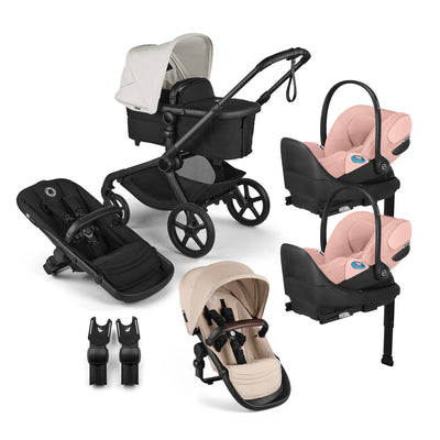 Bugaboo Kangaroo Complete Stroller + Sibling Seat + CYBEX Cloud T SensorSafe Infant Car Seat Twin Travel System