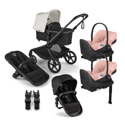 Bugaboo Kangaroo Complete Stroller + Sibling Seat + CYBEX Cloud T SensorSafe Infant Car Seat Twin Travel System