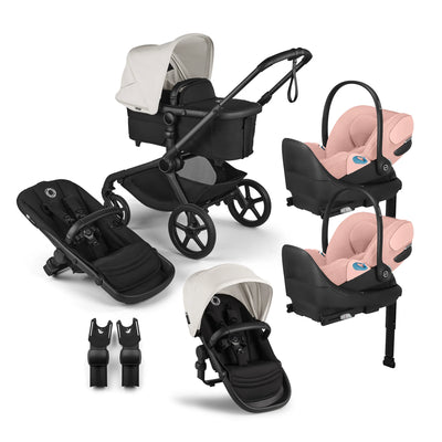 Bugaboo Kangaroo Complete Stroller + Sibling Seat + CYBEX Cloud T SensorSafe Infant Car Seat Twin Travel System