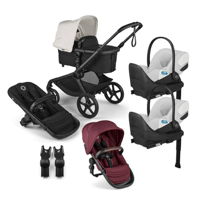 Bugaboo Kangaroo Complete Stroller + Sibling Seat + CYBEX Cloud T SensorSafe Infant Car Seat Twin Travel System