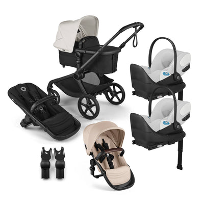 Bugaboo Kangaroo Complete Stroller + Sibling Seat + CYBEX Cloud T SensorSafe Infant Car Seat Twin Travel System