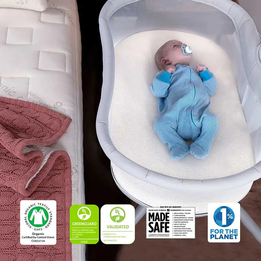 Naturepedic Bassinet Pad with Breathable Cover for Halo - Natural- Strolleria