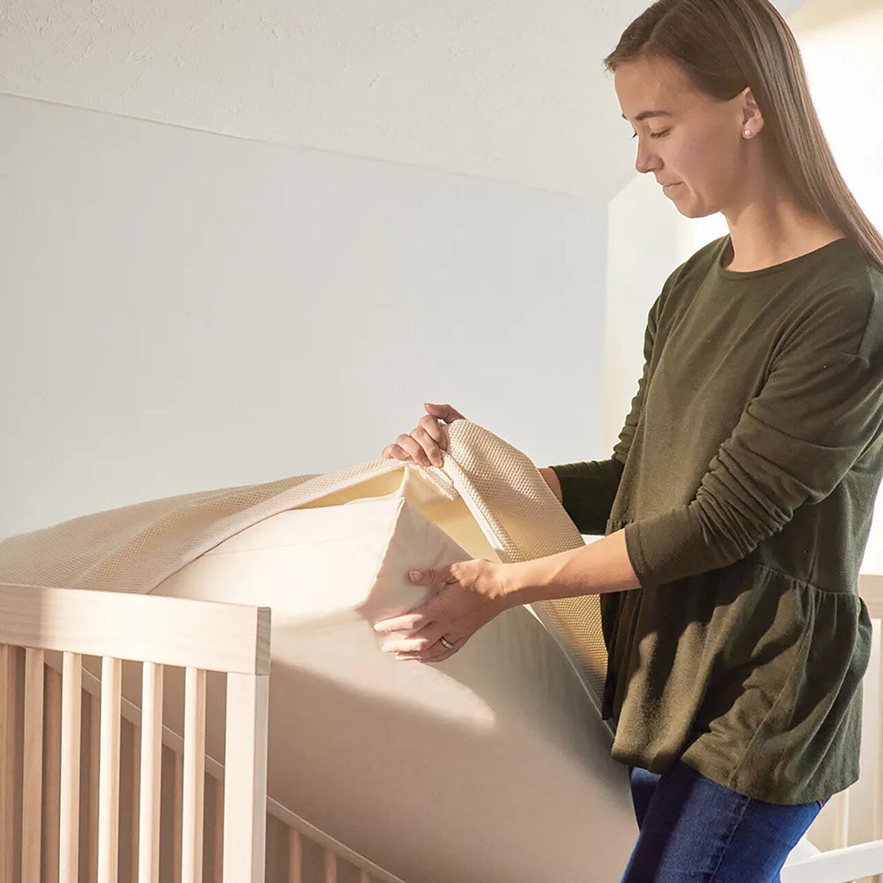 Naturepedic Breathable Crib Mattress Cover - Natural- Strolleria