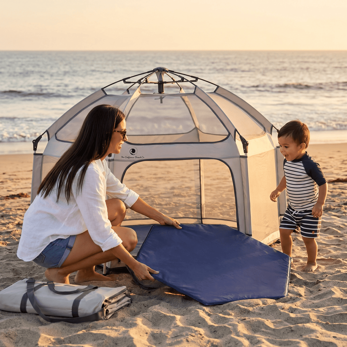 The California Beach Co. Pop 'N Go Playpen Mattress & Mattress Cover- Strolleria