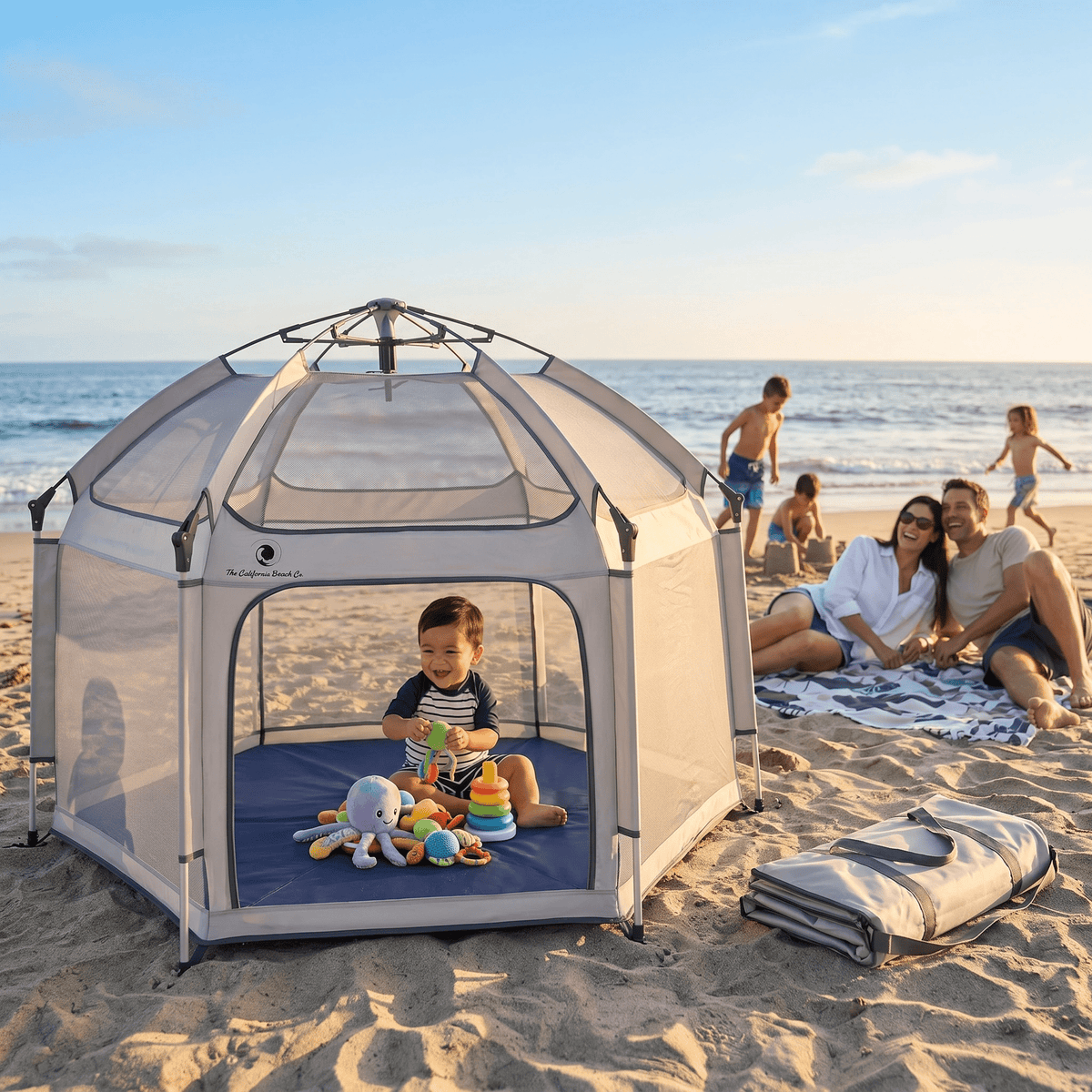 The California Beach Co. Pop 'N Go Playpen Mattress & Mattress Cover- Strolleria