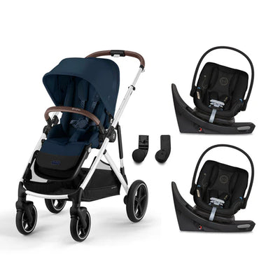 CYBEX Gazelle S 2 Stroller + Aton G Swivel SensorSafe Infant Car Seat Twin Travel System
