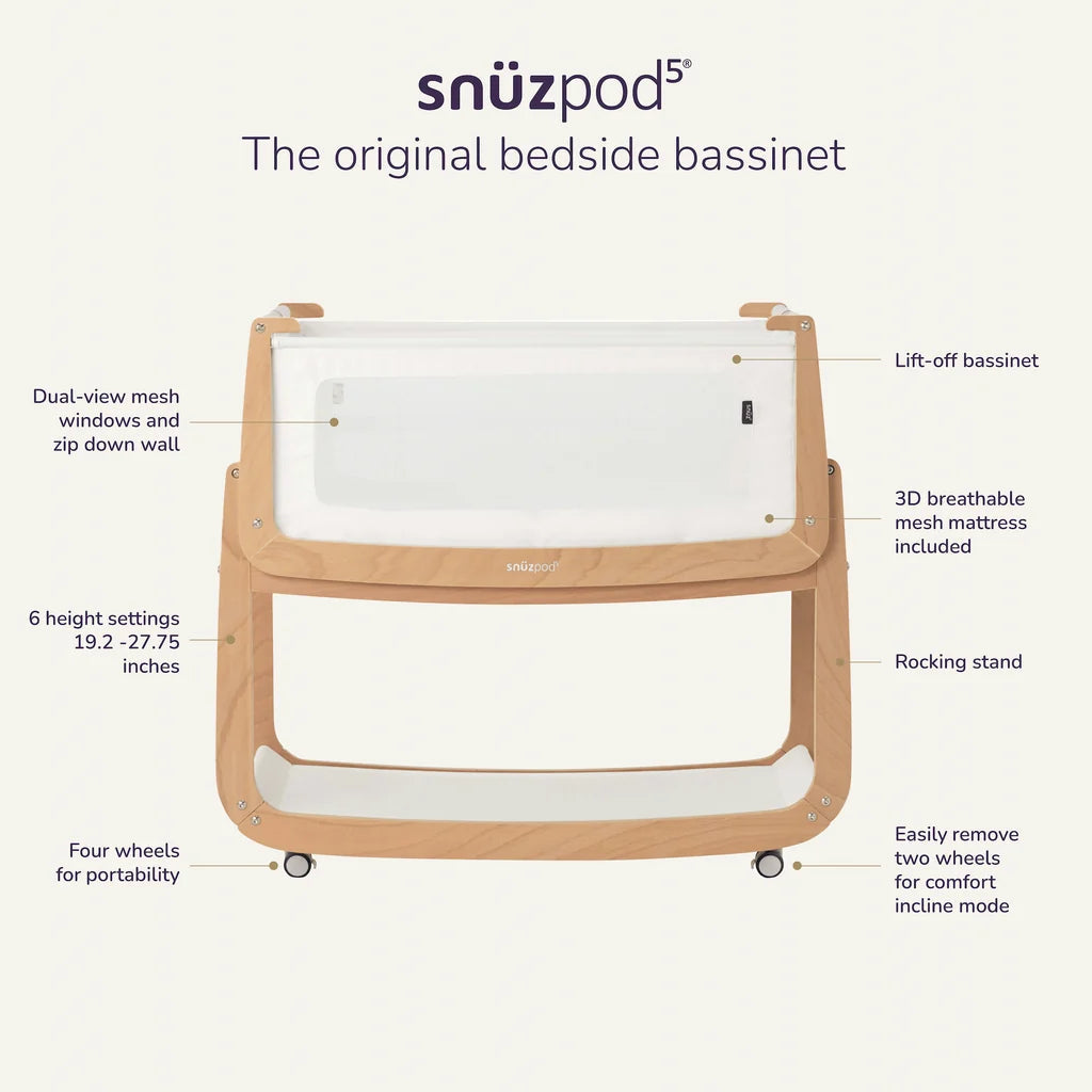 Snuz SnuzPod5 Bedside Bassinet- Strolleria