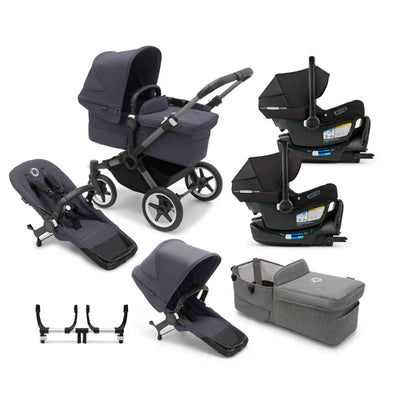 Bugaboo Donkey 5 Mono Complete Stroller + Duo + Bassinet + Bugaboo Turtle Air Shield By Nuna Car Seat Twin Travel System