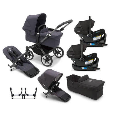 Bugaboo Donkey 5 Mono Complete Stroller + Duo + Bassinet + Bugaboo Turtle Air Shield By Nuna Car Seat Twin Travel System