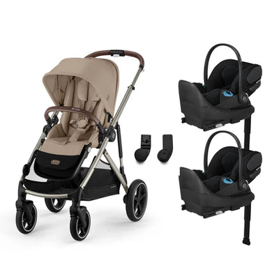 CYBEX Gazelle S 2 Stroller + Cloud T SensorSafe Infant Car Seat Twin Travel System