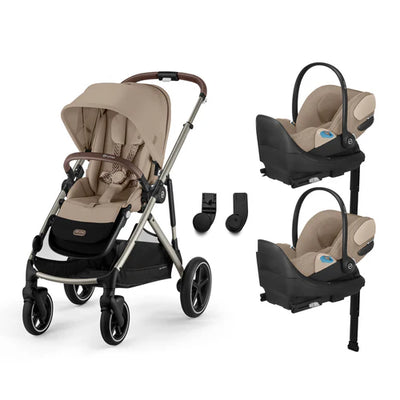 CYBEX Gazelle S 2 Stroller + Cloud T SensorSafe Infant Car Seat Twin Travel System