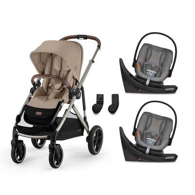CYBEX Gazelle S 2 Stroller + Aton G Swivel SensorSafe Infant Car Seat Twin Travel System