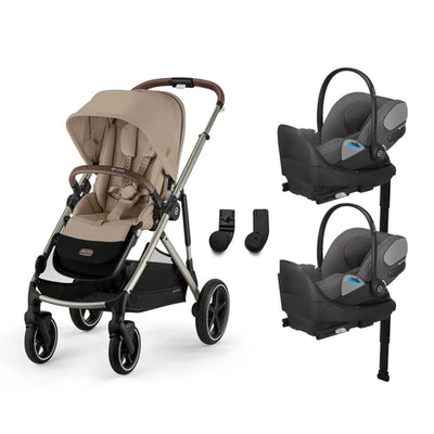 CYBEX Gazelle S 2 Stroller + Cloud T SensorSafe Infant Car Seat Twin Travel System