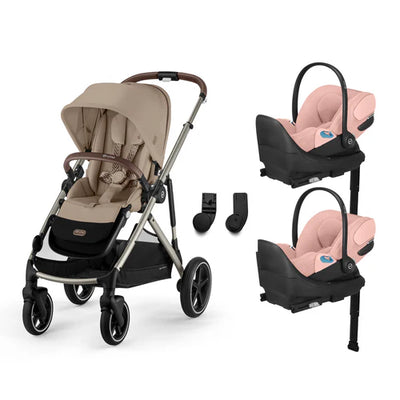CYBEX Gazelle S 2 Stroller + Cloud T SensorSafe Infant Car Seat Twin Travel System