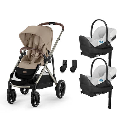 CYBEX Gazelle S 2 Stroller + Cloud T SensorSafe Infant Car Seat Twin Travel System
