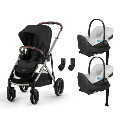 CYBEX Gazelle S 2 Stroller + Cloud T SensorSafe Infant Car Seat Twin Travel System