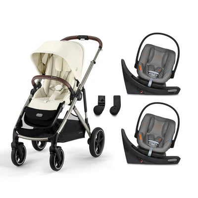 CYBEX Gazelle S 2 Stroller + Aton G Swivel SensorSafe Infant Car Seat Twin Travel System