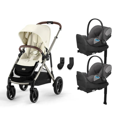 CYBEX Gazelle S 2 Stroller + Cloud T SensorSafe Infant Car Seat Twin Travel System