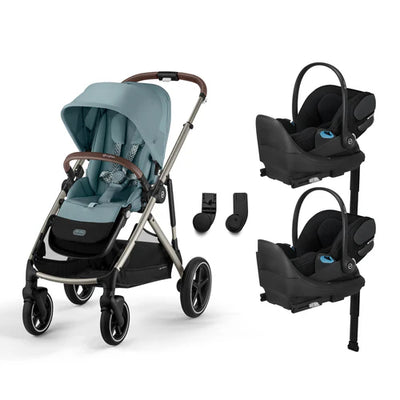 CYBEX Gazelle S 2 Stroller + Cloud T SensorSafe Infant Car Seat Twin Travel System