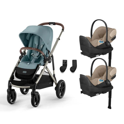 CYBEX Gazelle S 2 Stroller + Cloud T SensorSafe Infant Car Seat Twin Travel System