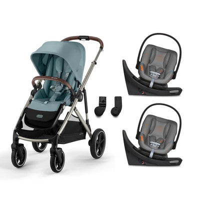 CYBEX Gazelle S 2 Stroller + Aton G Swivel SensorSafe Infant Car Seat Twin Travel System