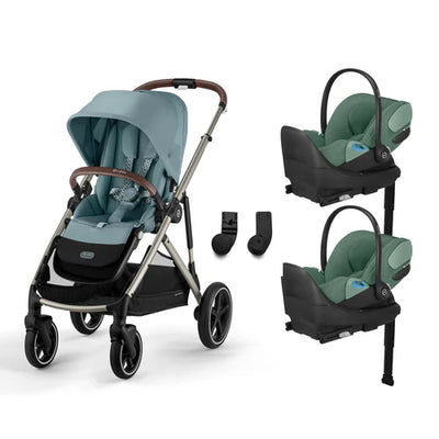 CYBEX Gazelle S 2 Stroller + Cloud T SensorSafe Infant Car Seat Twin Travel System