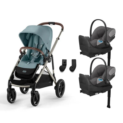 CYBEX Gazelle S 2 Stroller + Cloud T SensorSafe Infant Car Seat Twin Travel System