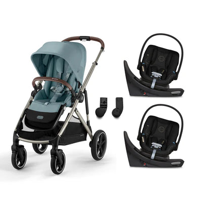 CYBEX Gazelle S 2 Stroller + Aton G Swivel SensorSafe Infant Car Seat Twin Travel System