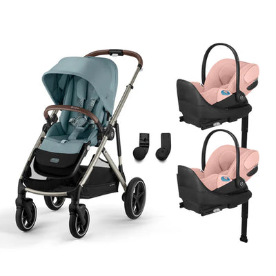 CYBEX Gazelle S 2 Stroller + Cloud T SensorSafe Infant Car Seat Twin Travel System