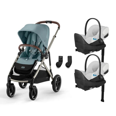 CYBEX Gazelle S 2 Stroller + Cloud T SensorSafe Infant Car Seat Twin Travel System