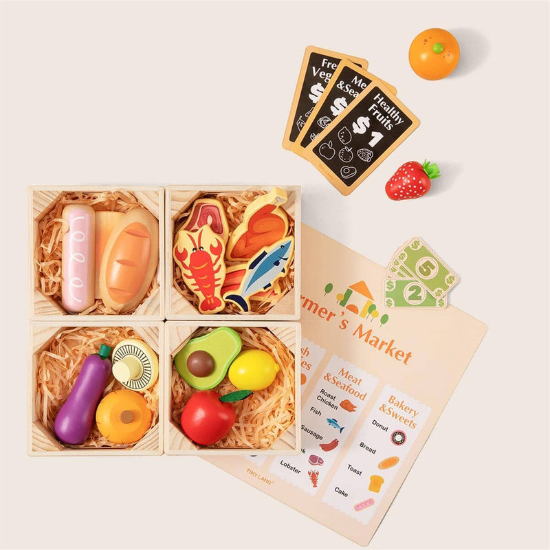 Tiny Land® Wooden Play Food For Kitchen (Without Rack)