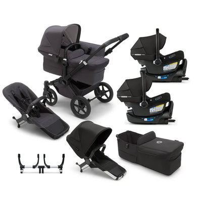 Bugaboo Donkey 5 Mono Complete Stroller + Duo + Bassinet + Bugaboo Turtle Air Shield By Nuna Car Seat Twin Travel System
